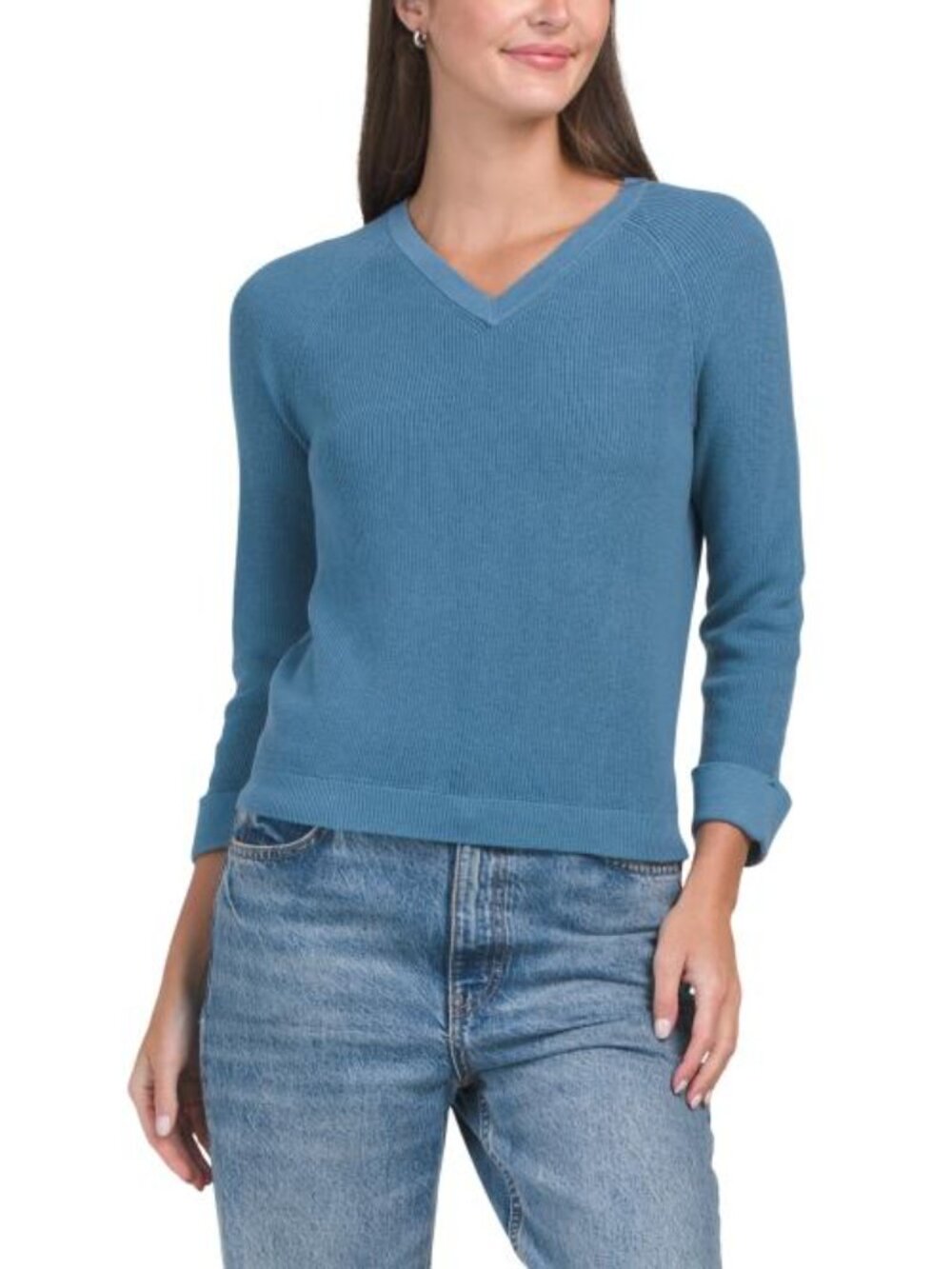 WINDSOR & WHITE Shaker Knit V-neck Sweater